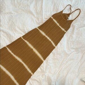 Mango Brown Tan Tiered Halter Maxi Sundress